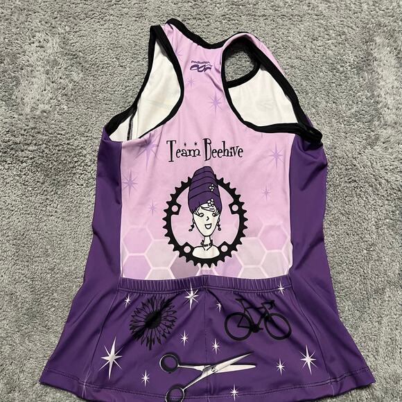 Podiumwear Tank Top Shirt Womens Medium Racer back Cycling Pockets Beehive MS - Picture 3 of 7